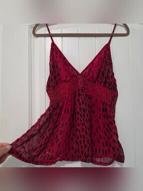 Baby Phat Sheer Red Leopard Camisole Vintage Y2K - Tagged an XL